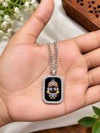 Jagannath Ji Pendant Necklace for Men & Women | Silver-Tone Religious Statement Pendant with Chain